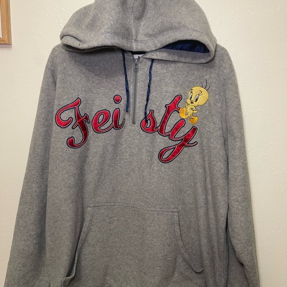 Warner Bros. Gray Hoodie with Tweety and Feisty Embroidery - Picture 2 of 8